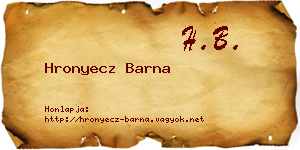 Hronyecz Barna névjegykártya